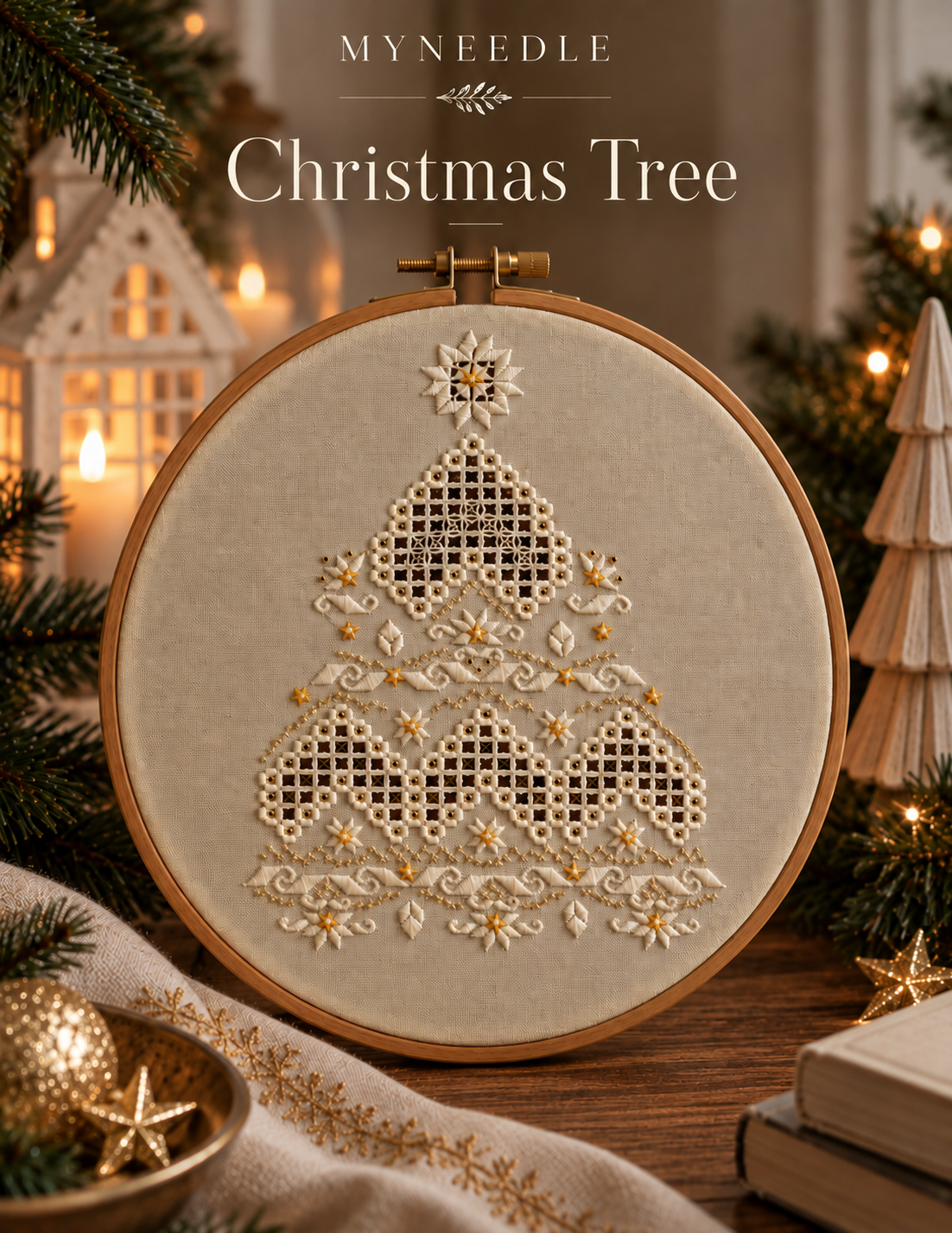 Christmas Tree Hardanger Embroidery Pattern, PDF Download.