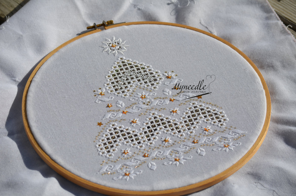 Christmas Tree Hardanger Embroidery Pattern, PDF Download.